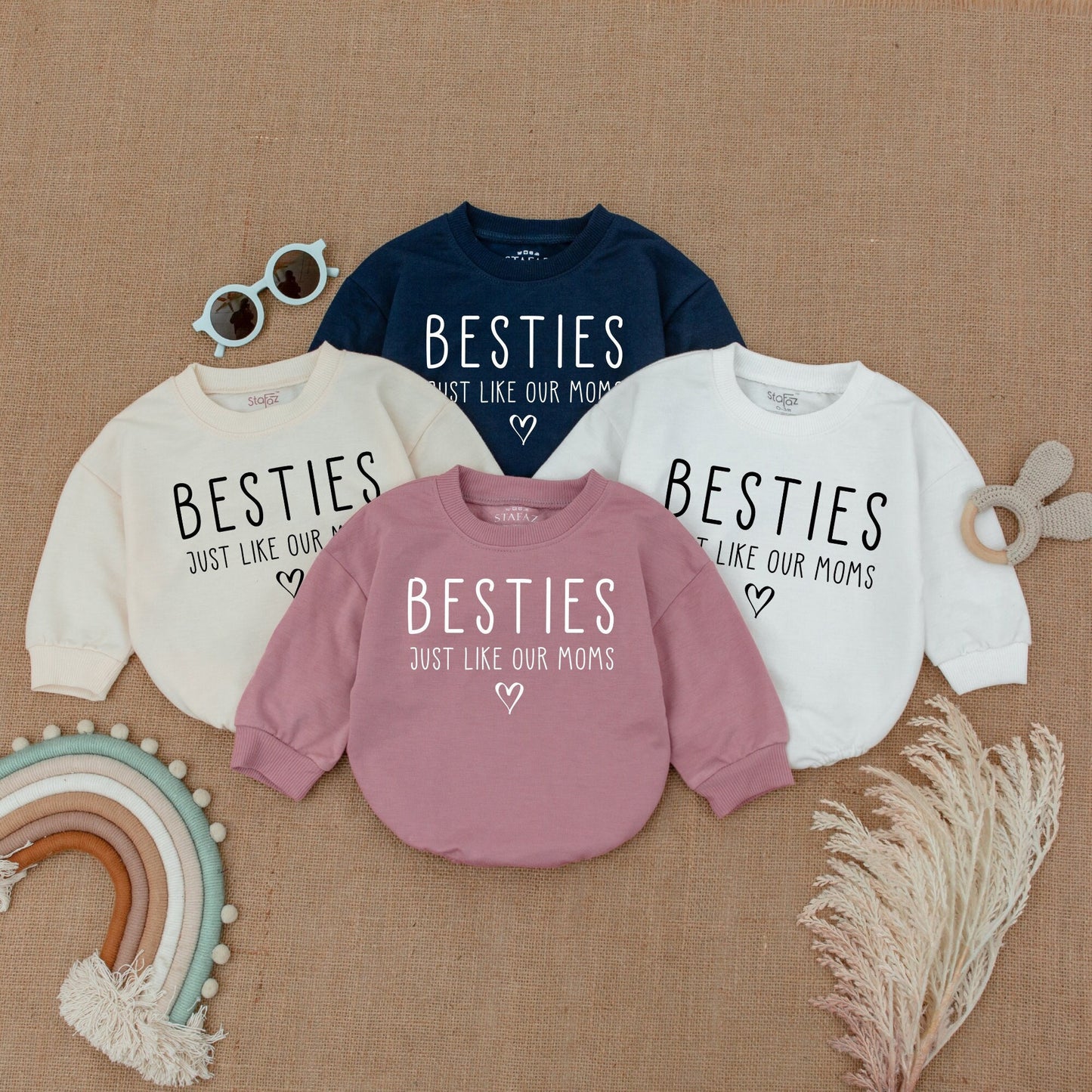 Besties Just Like Our Moms Baby Romper Matching Outfits Gift Newborn Bodysuit Best Friend Baby Girl Boy Clothes Baby Shower Gift