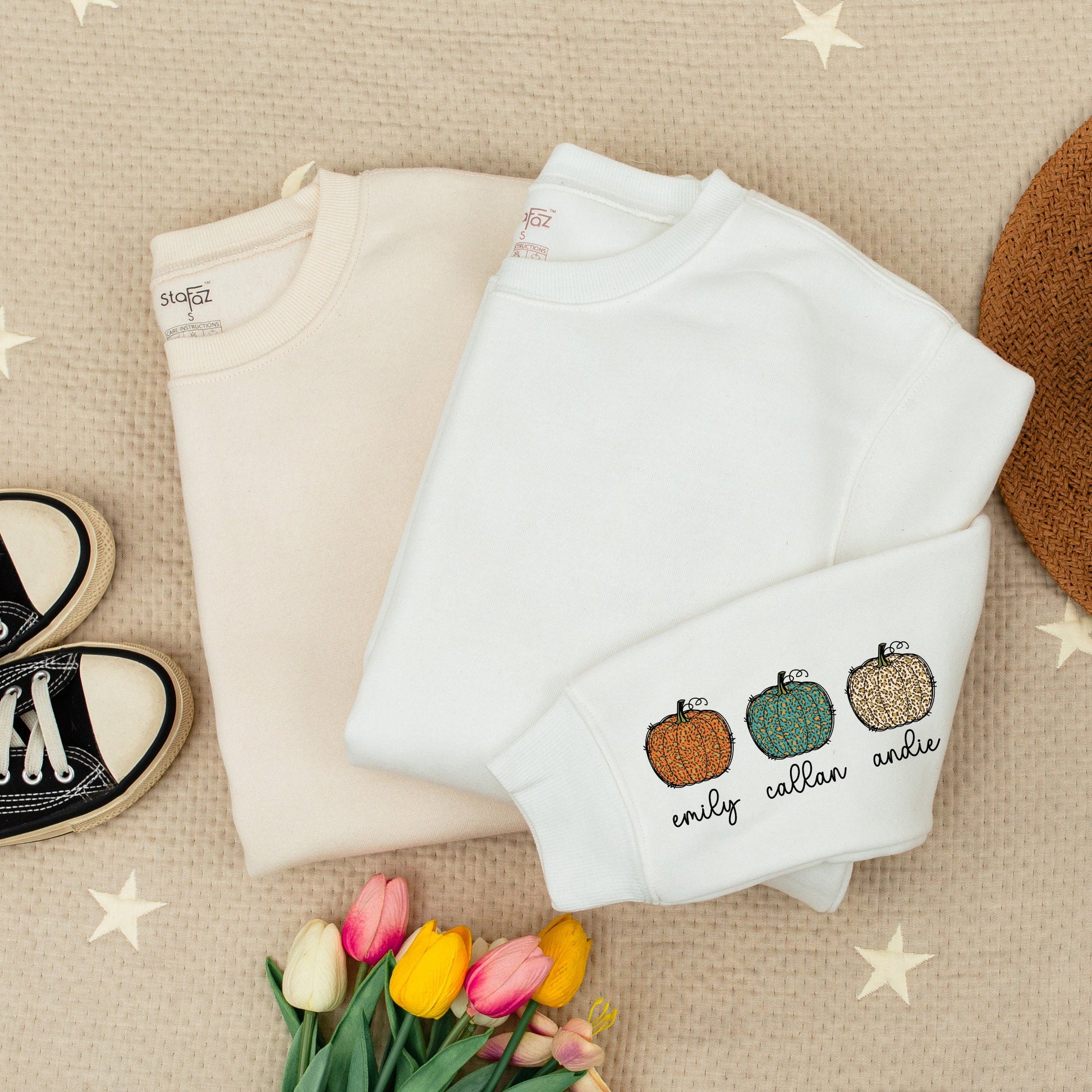 This Mama Loves Her Pumpkins Sweatshirt Autumn Vibes Personalized Mama Gift with Kid Names Cozy Fall Vibes
