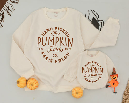 Mommy and Me Pumpkin Patch Sweatshirts, Matching Family Farm Fresh Pumpkins, Cute Fall Halloween Outfits, Baby & Kids Season Comfy Clothes 139