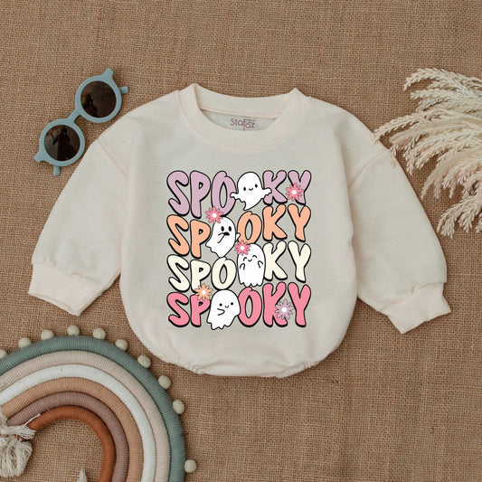 Spooky Girl Halloween Bubble Romper Bodysuit Baby Clothes Spooky Era Baby Shower Gift Pumpkin Costume Soft Fall Outfit Newborn Girl