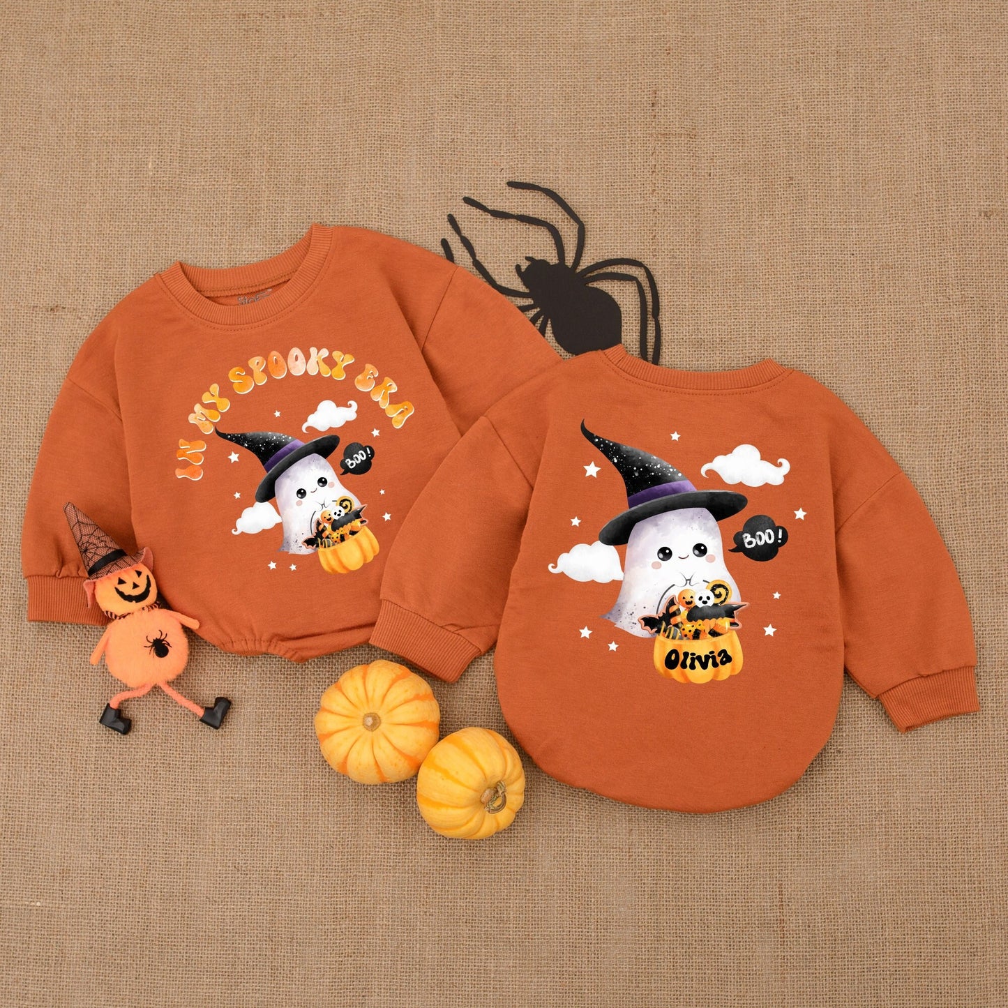 Vintage Pumpkin Bodysuit: Gender Neutral Halloween Baby Romper