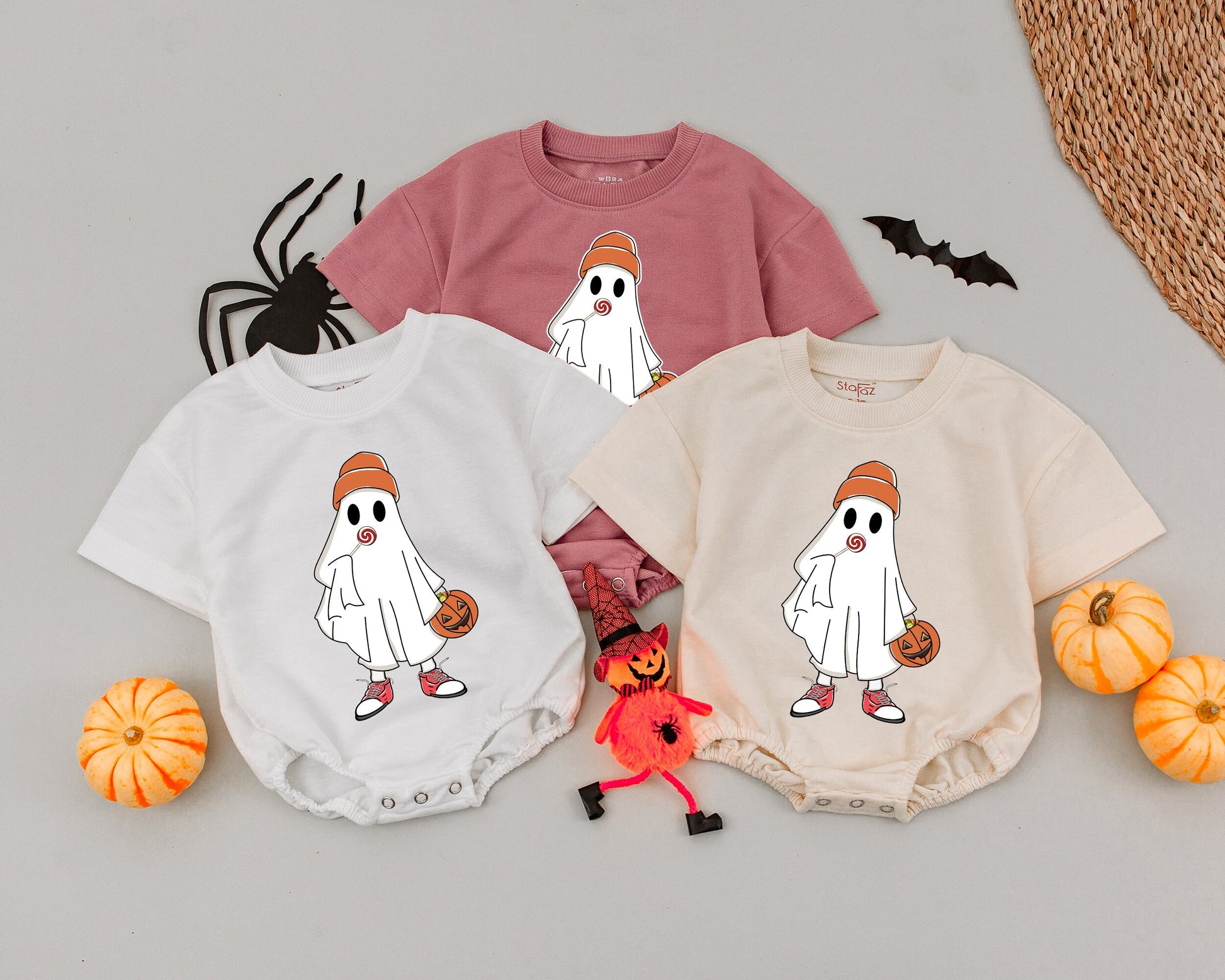 Vintage Boo Romper Baby Girl or Boy Halloween Outfit First Halloween Costume, Bubble Romper, Cute Ghost Design, Fall Baby Gift