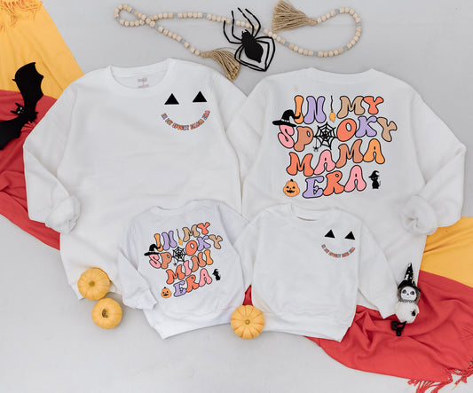 Matching Spooky Era Halloween Family Sweatshirts & Rompers | In My Spooky Mama/Mini Era Retro Design | Custom Fall Outfit