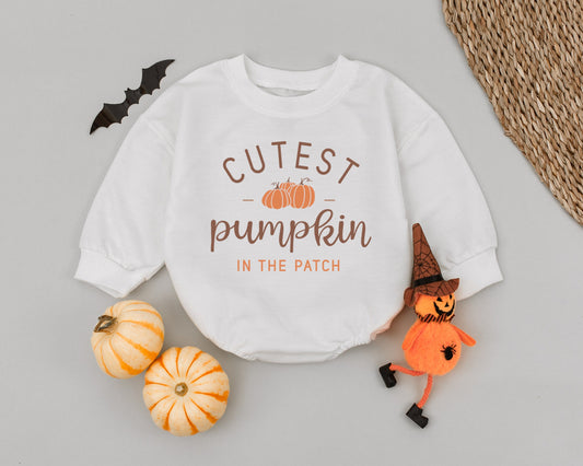 Cutest Pumpkin In The Patch Baby Romper | Fall Thanksgiving Outfit Newborn First Halloween Costume Toddler Girl/Boy Clothes