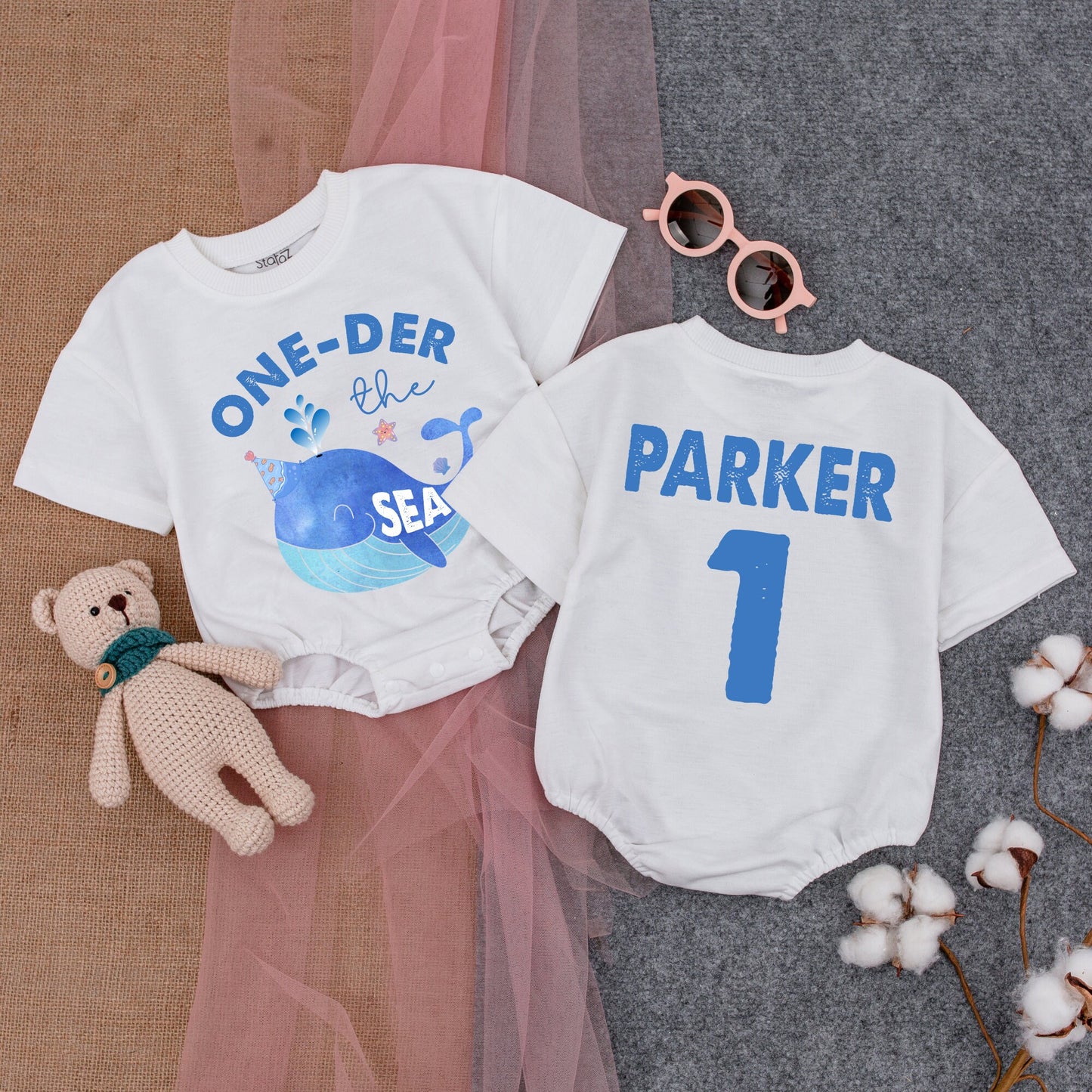One-Der the Sea First Birthday Baby Romper Outfit, Short Sleeve Design, 1st Birthday Clothes, Under the Sea Party