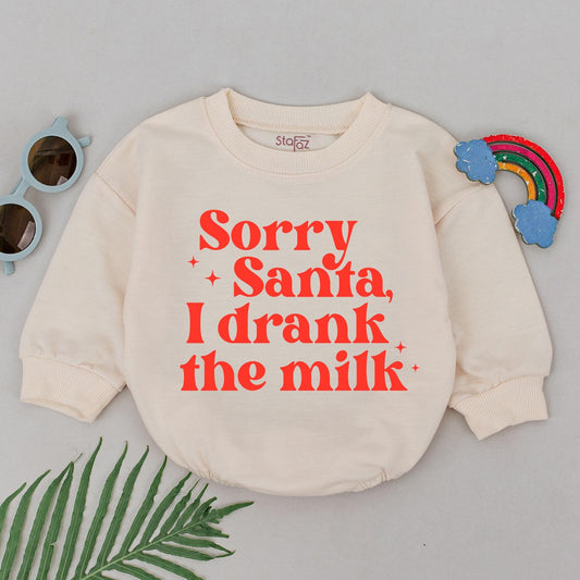 First Christmas Baby Romper, Santa Milk Romper, Xmas Baby Outfit