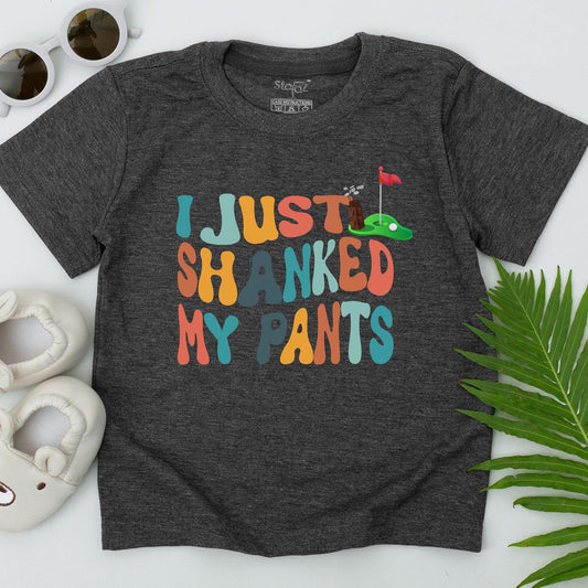 I Just Shanked My Pants Funny Golf T-Shirt for Toddler Future Golfer Baby Boy Announcement Cute Retro Teal Orange Yellow Navy