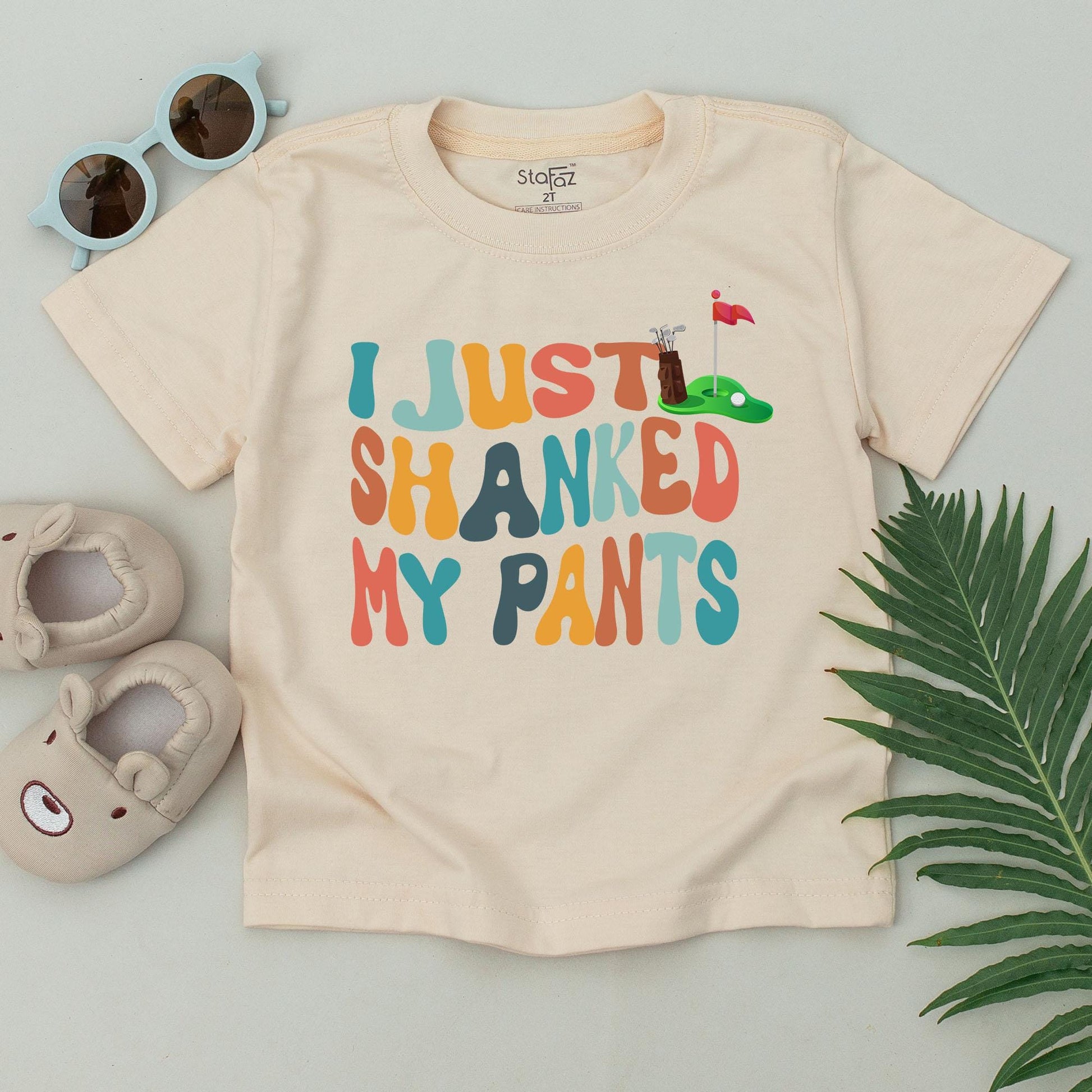 I Just Shanked My Pants Funny Golf T-Shirt for Toddler Future Golfer Baby Boy Announcement Cute Retro Teal Orange Yellow Navy