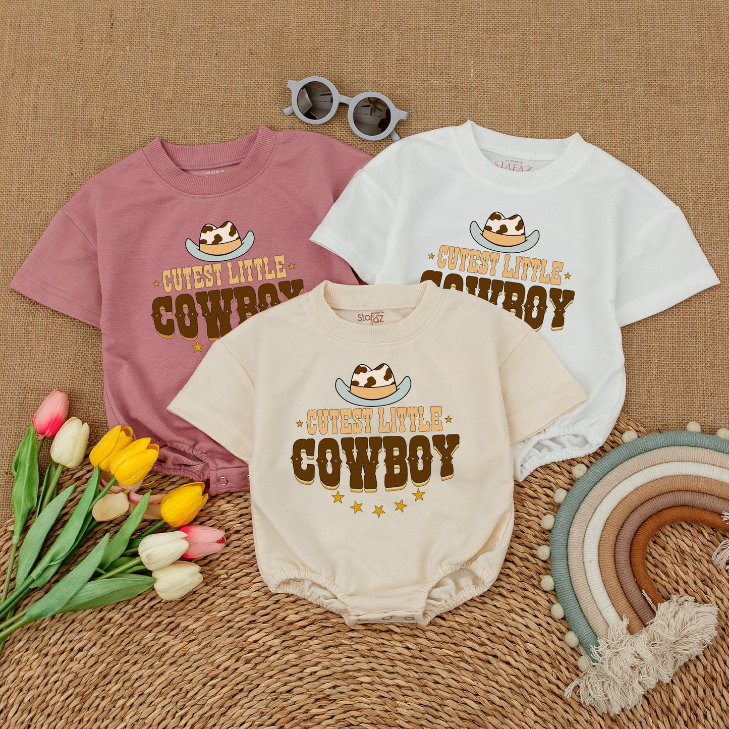Charming Retro Cowboy Bodysuit: Country Baby Shower Gift, Unisex