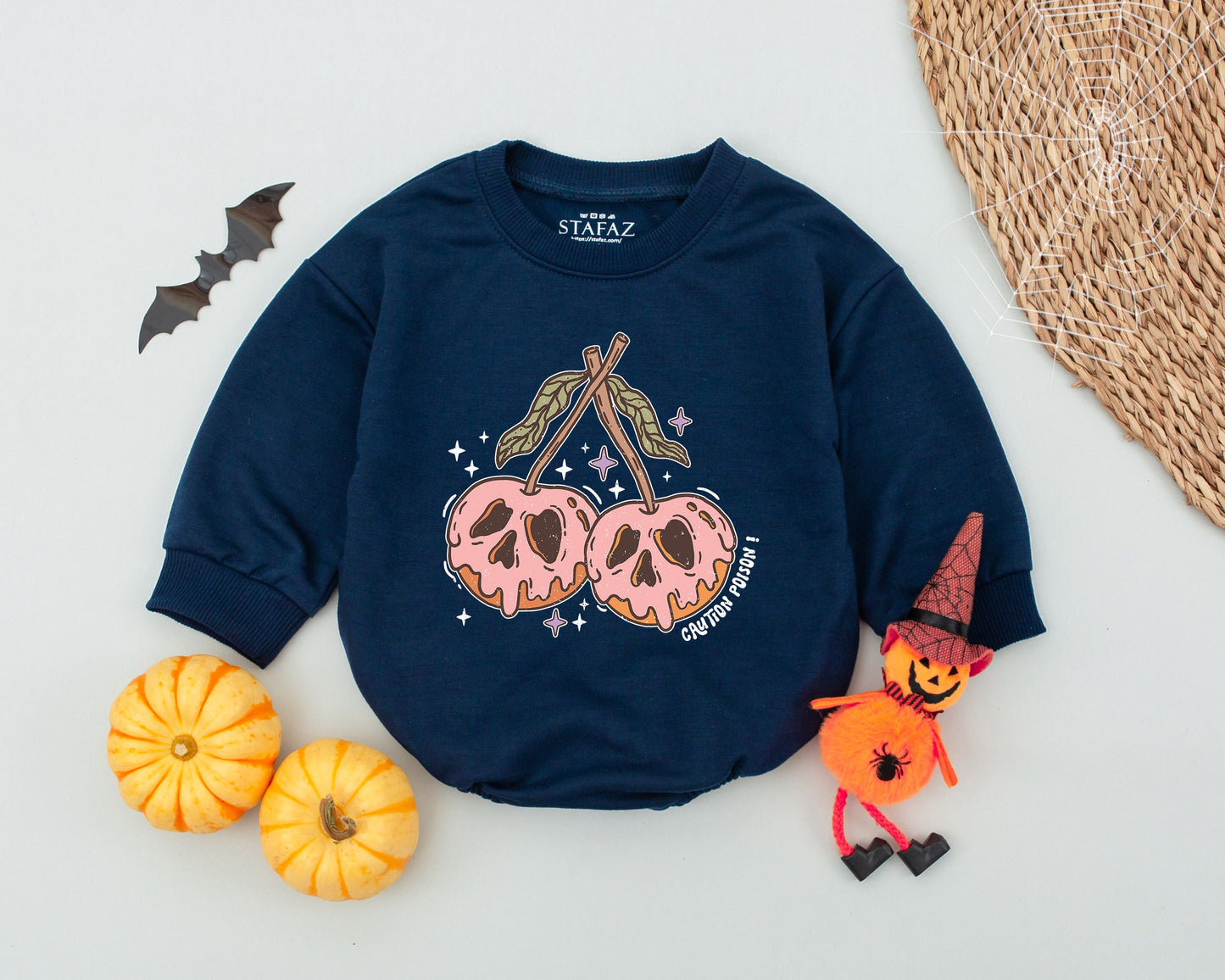 Spooky Sweet Cherry Skull Baby Romper: Halloween Infant Bodysuit