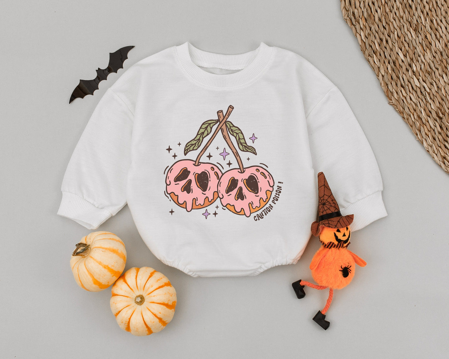 Spooky Sweet Cherry Skull Baby Romper: Halloween Infant Bodysuit