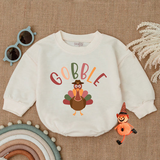 Thanksgiving Baby Outfit | Cozy Fall Turkey Romper & Pumpkin Bodysuit