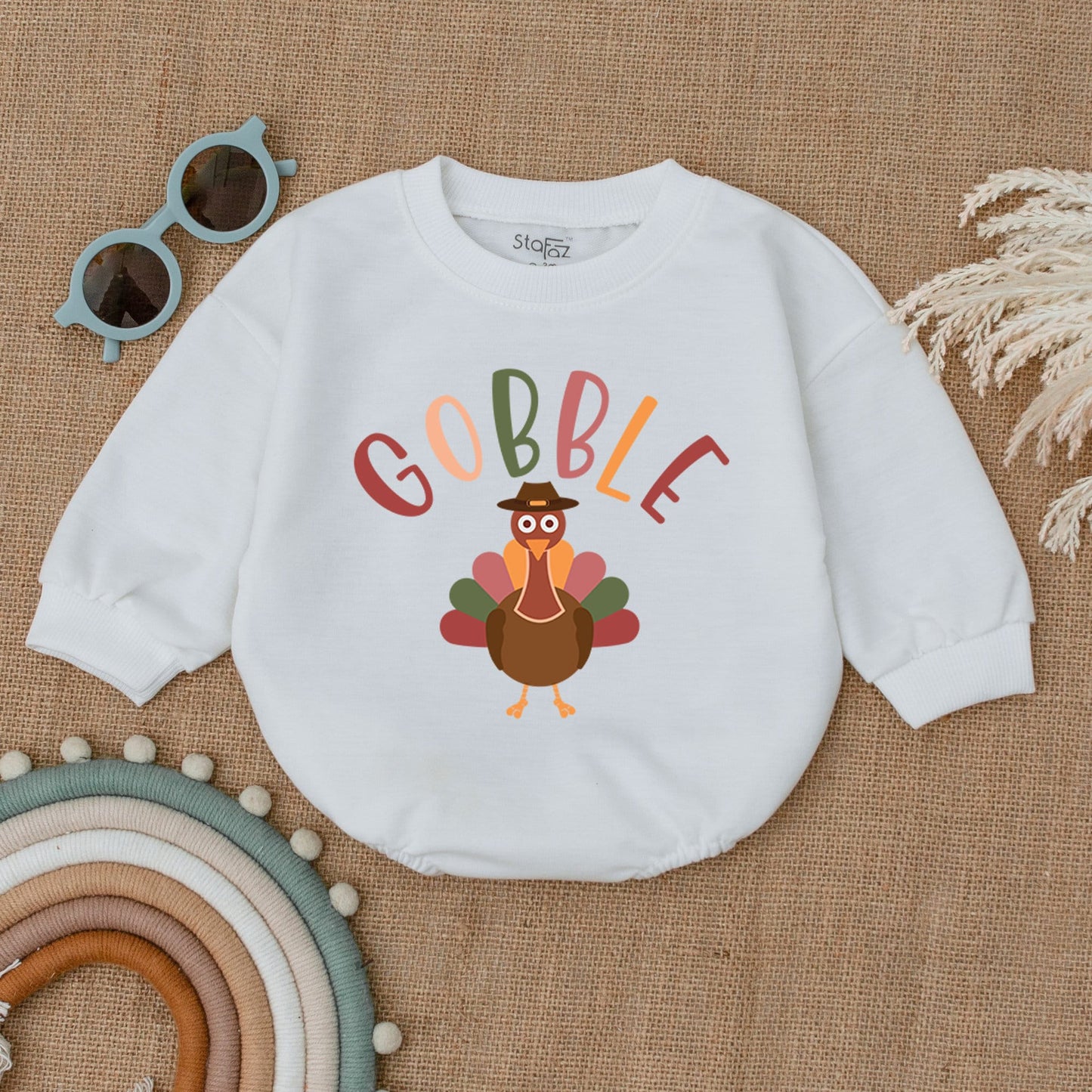 Thanksgiving Baby Outfit | Cozy Fall Turkey Romper & Pumpkin Bodysuit