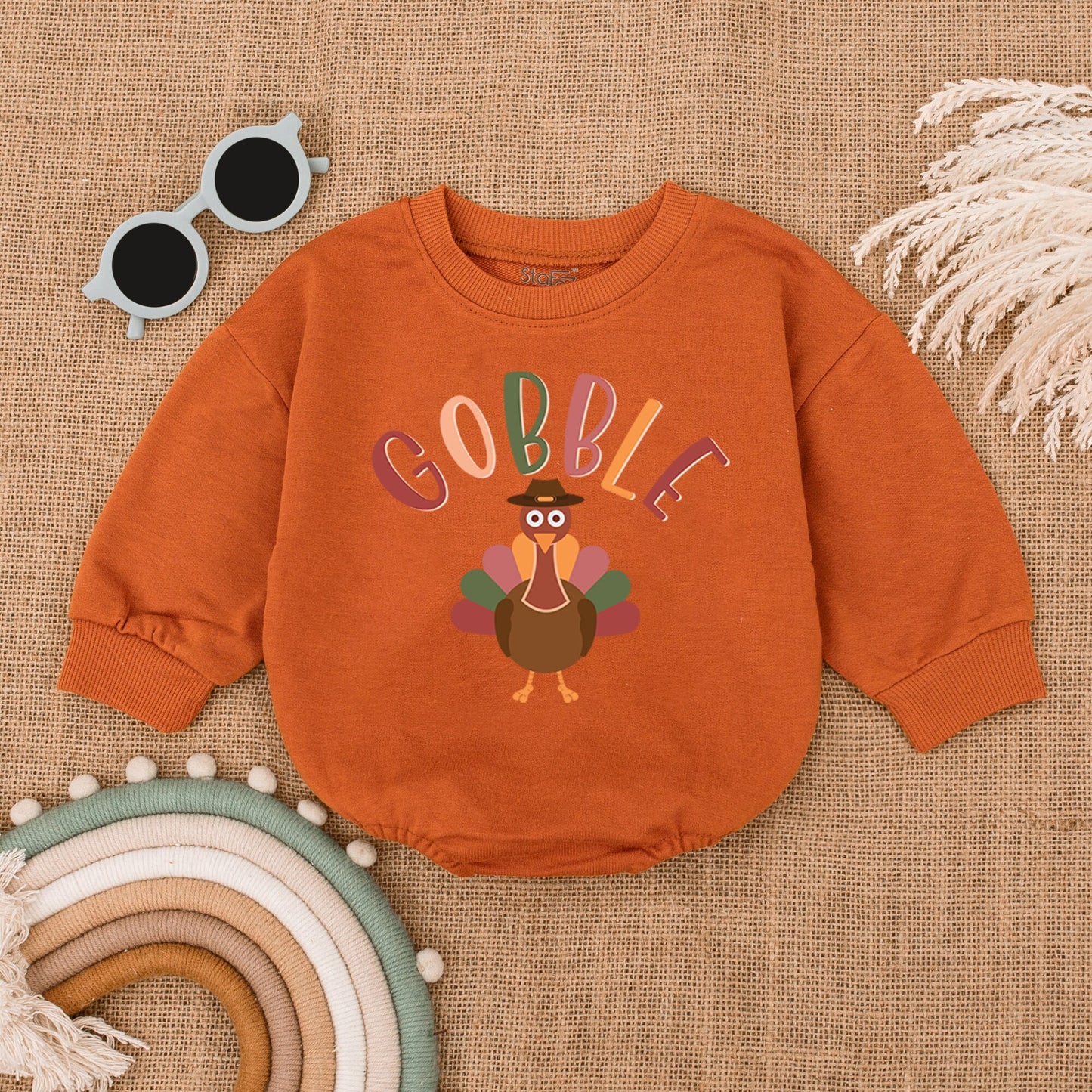Thanksgiving Baby Outfit | Cozy Fall Turkey Romper & Pumpkin Bodysuit