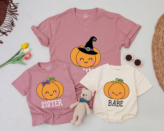 Matching Retro Pumpkin Family Tees: Cute Halloween & Fall Outfits