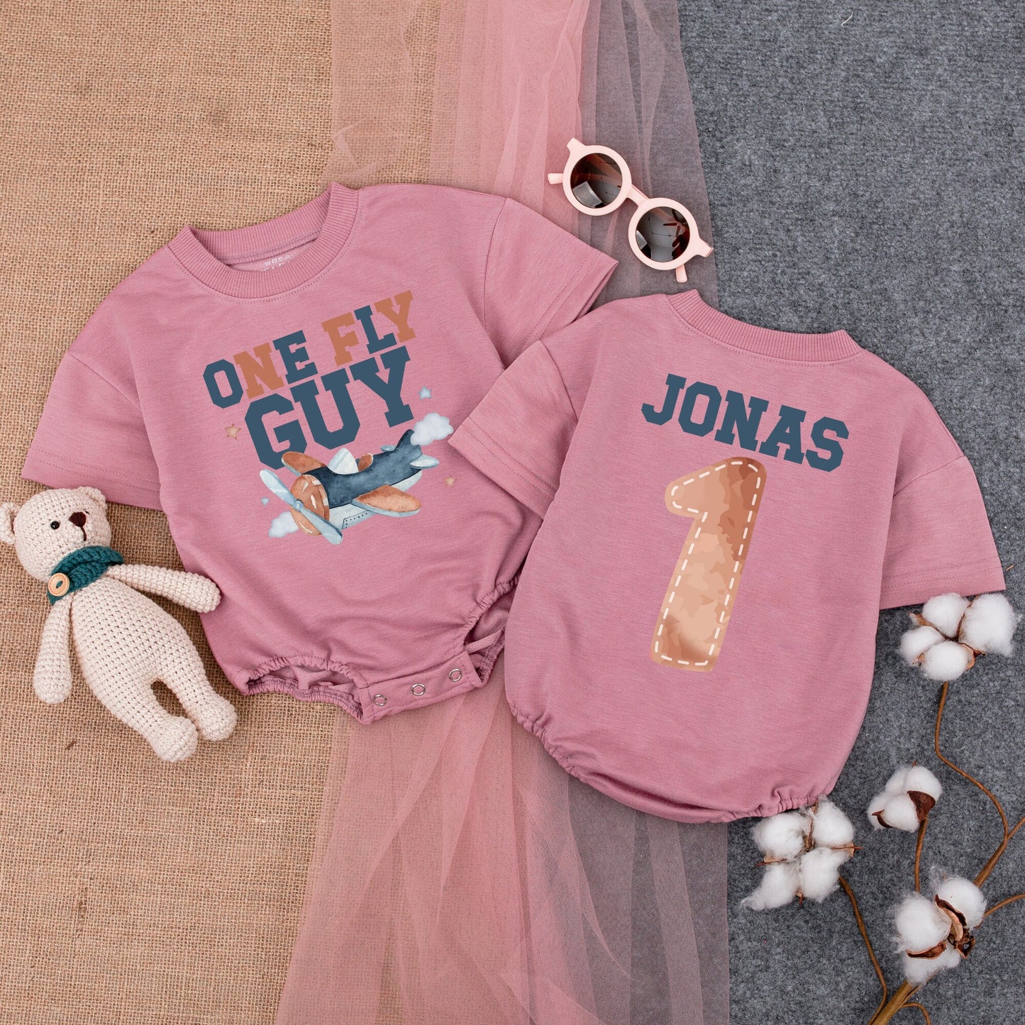 Fly High First Birthday Romper - Airplane Party Outfit for Boys