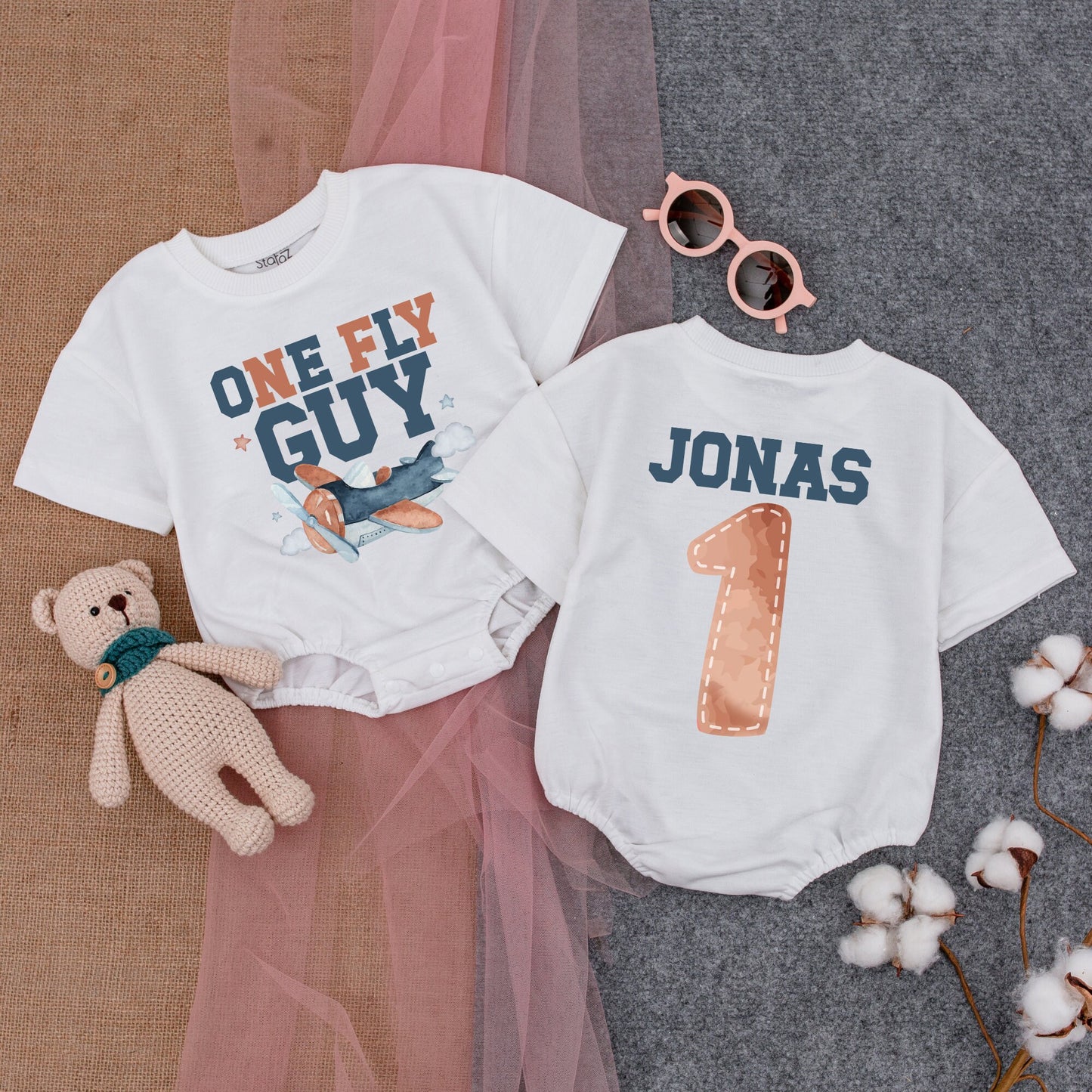 Fly High First Birthday Romper - Airplane Party Outfit for Boys