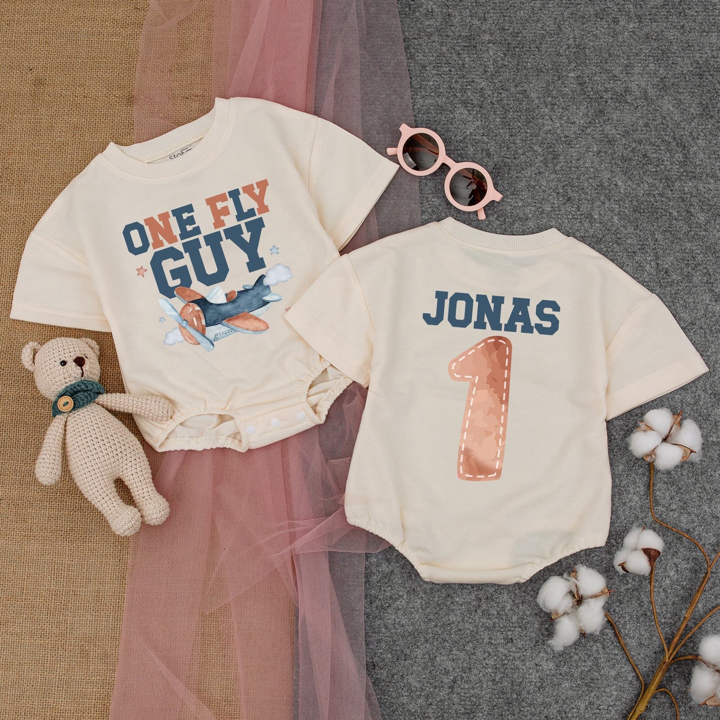 Fly High First Birthday Romper - Airplane Party Outfit for Boys