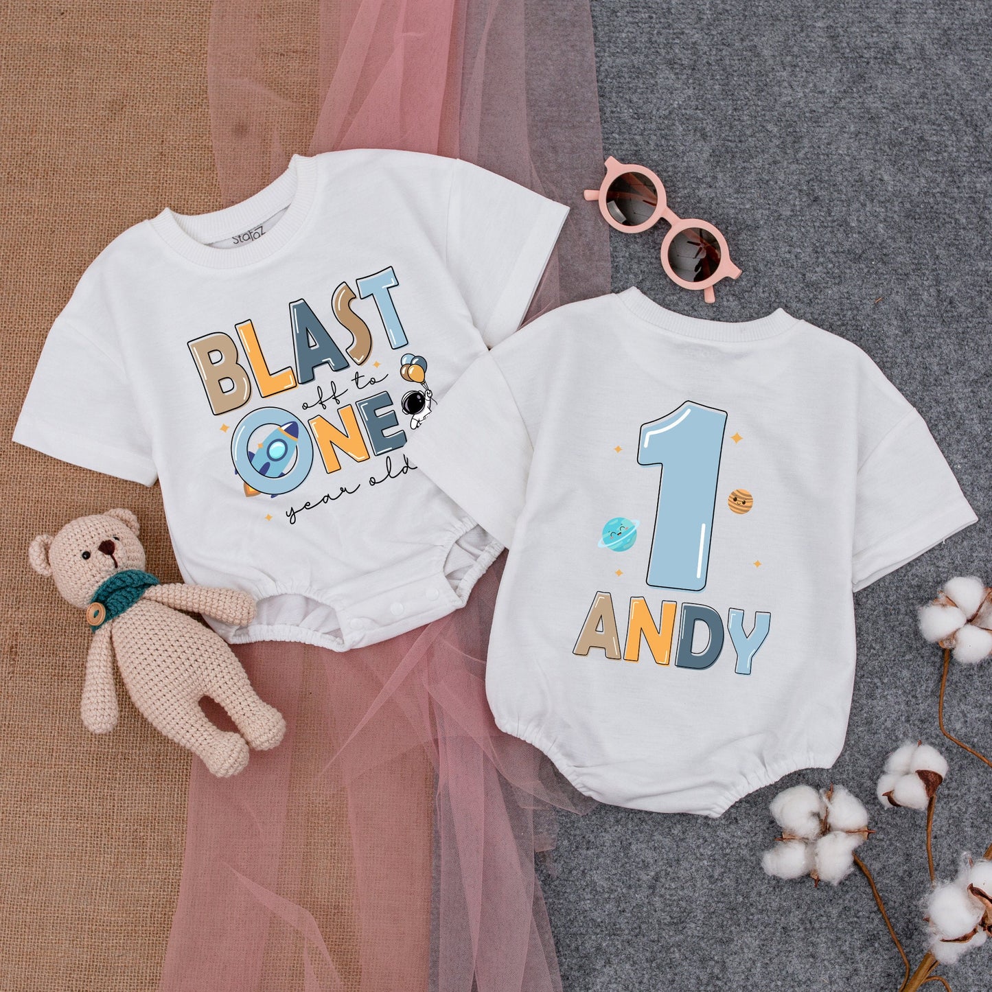 First Birthday Astronaut Romper - Airplane Party Outfit for Boys