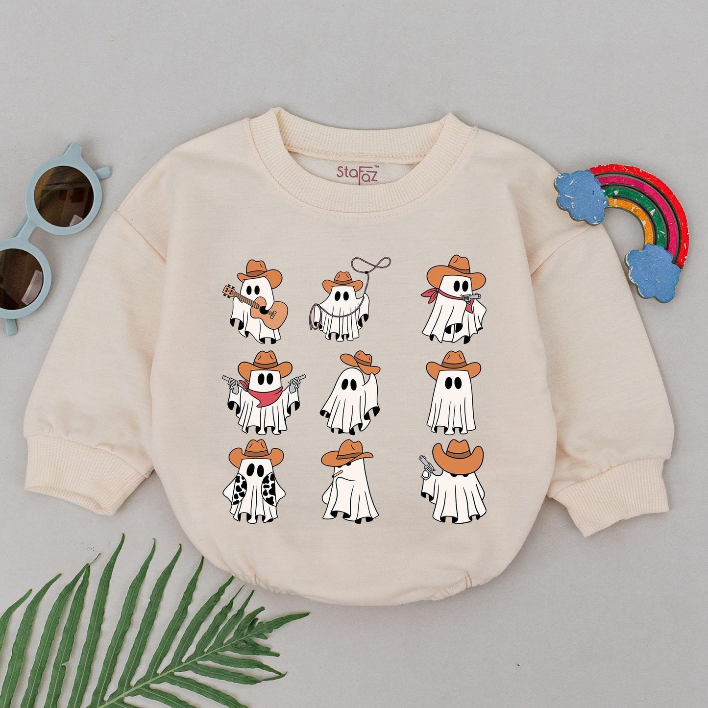 Cowboy Ghost Western Romper: Baby's First Halloween Outfit