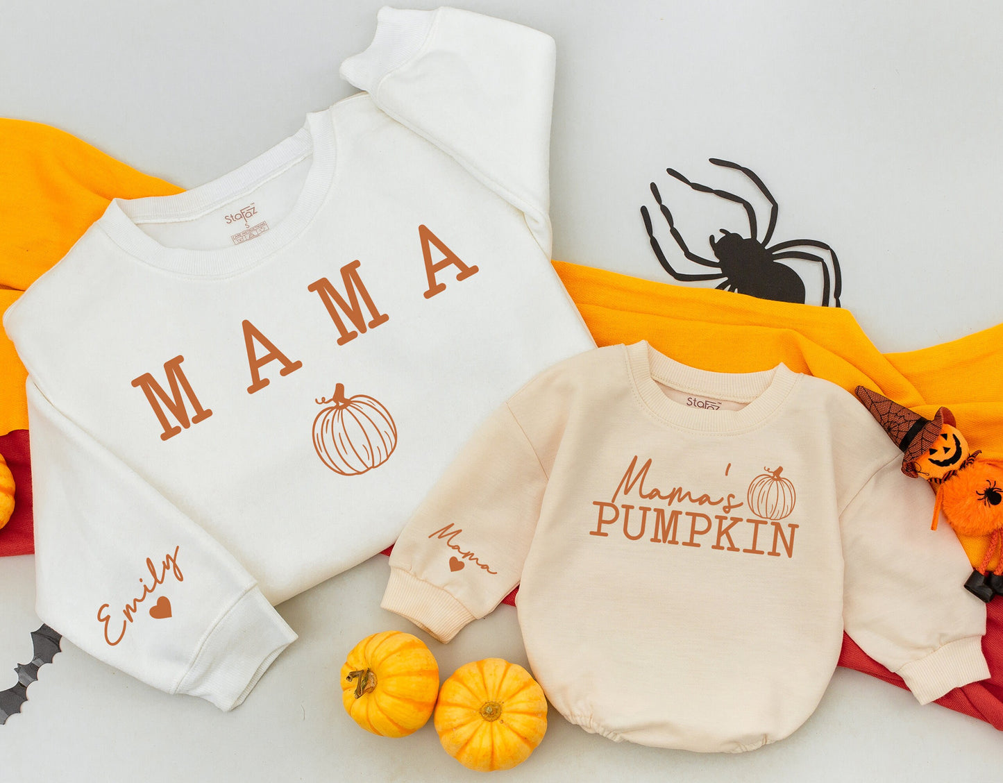 Mama's Pumpkin Matching Sweatshirts Emily & Mama Fall Mommy and Me Cozy Family Outfits Autumn Vibes Thanksgiving Gifts