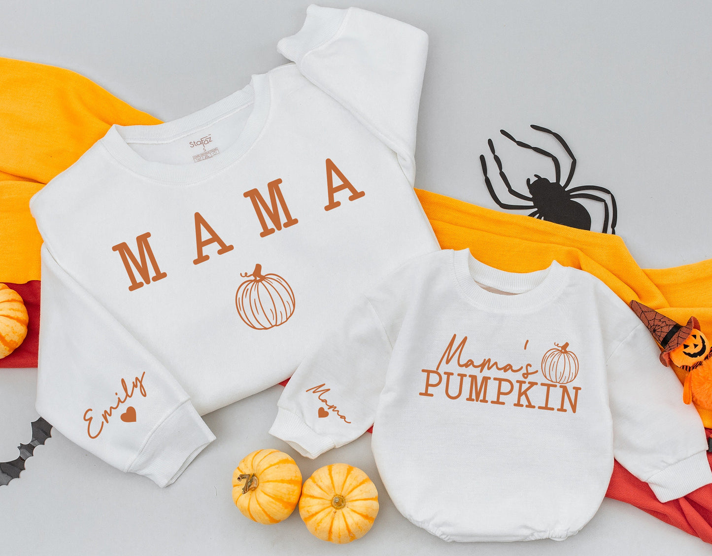 Mama's Pumpkin Matching Sweatshirts Emily & Mama Fall Mommy and Me Cozy Family Outfits Autumn Vibes Thanksgiving Gifts