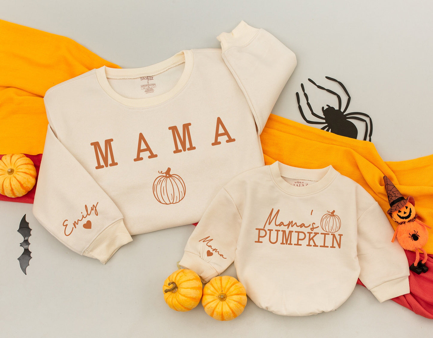 Mama's Pumpkin Matching Sweatshirts Emily & Mama Fall Mommy and Me Cozy Family Outfits Autumn Vibes Thanksgiving Gifts