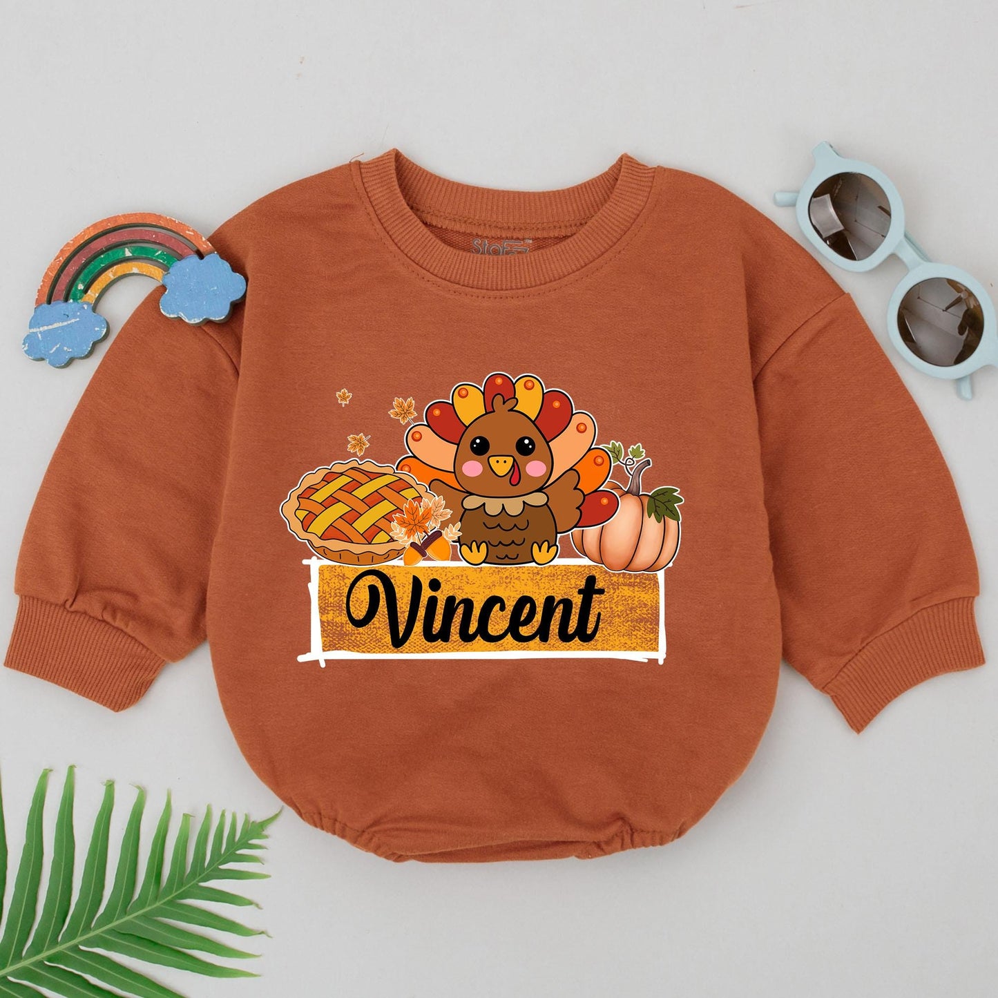 Custom Thanksgiving Romper: Personalized Baby Pumpkin Outfit 1st Bday