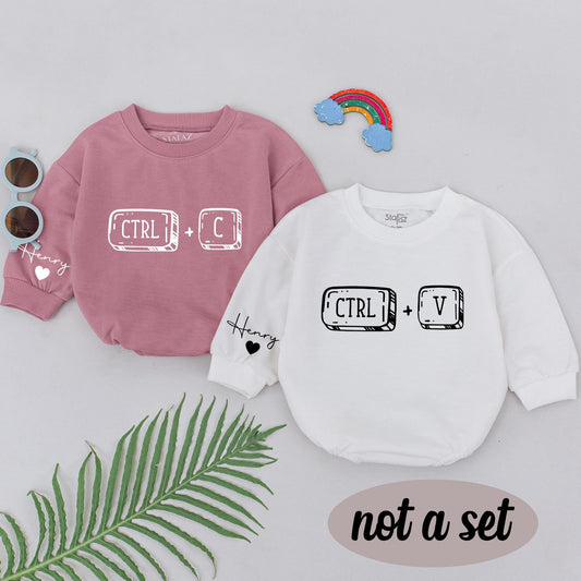 Ctrl+C Ctrl+V Twins Baby Romper Bodysuit Besties Outfit Newborn Matching Gifts