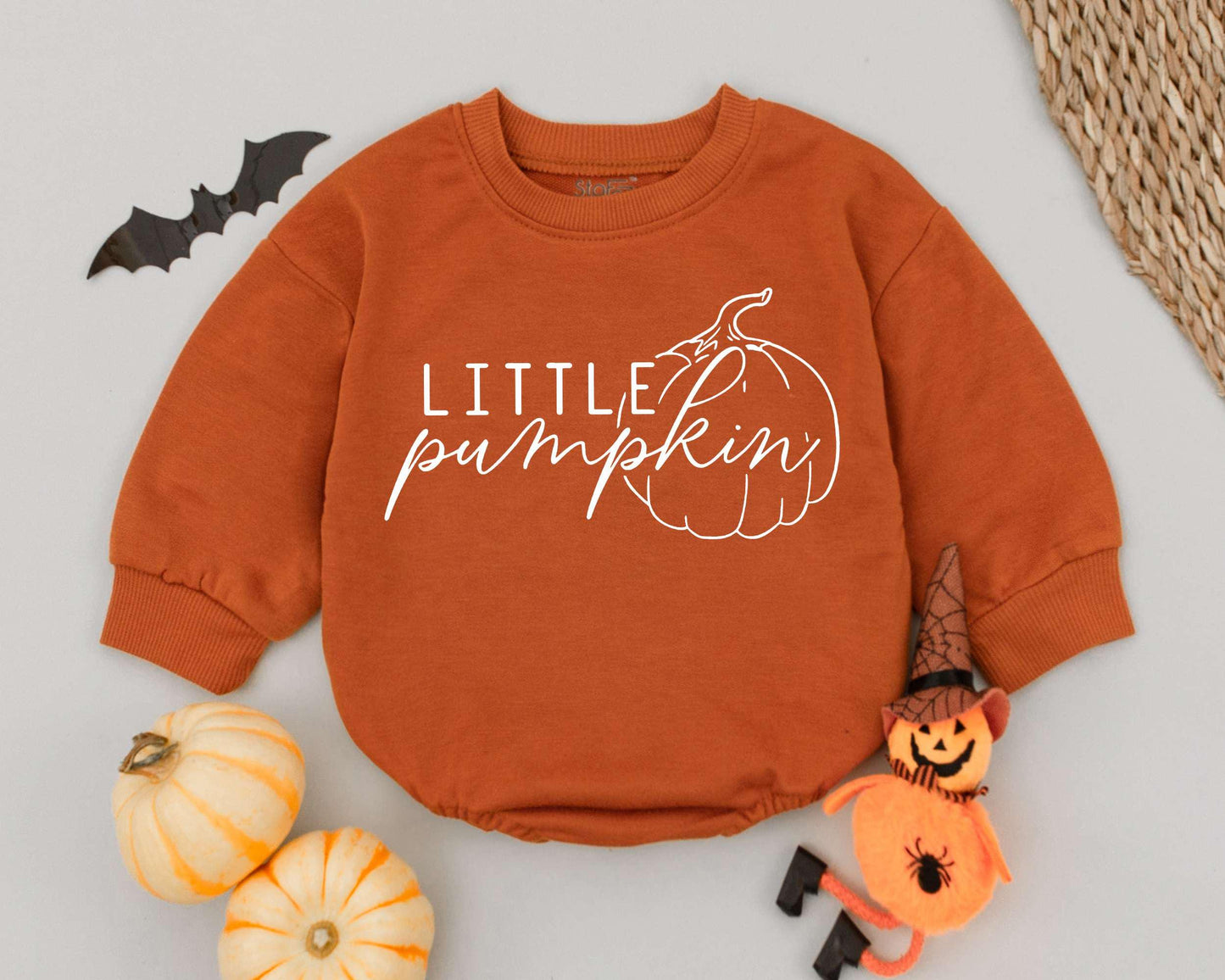 Pumpkin Romper & Retro Baby Bodysuit: Funny Fall Outfit for Halloween