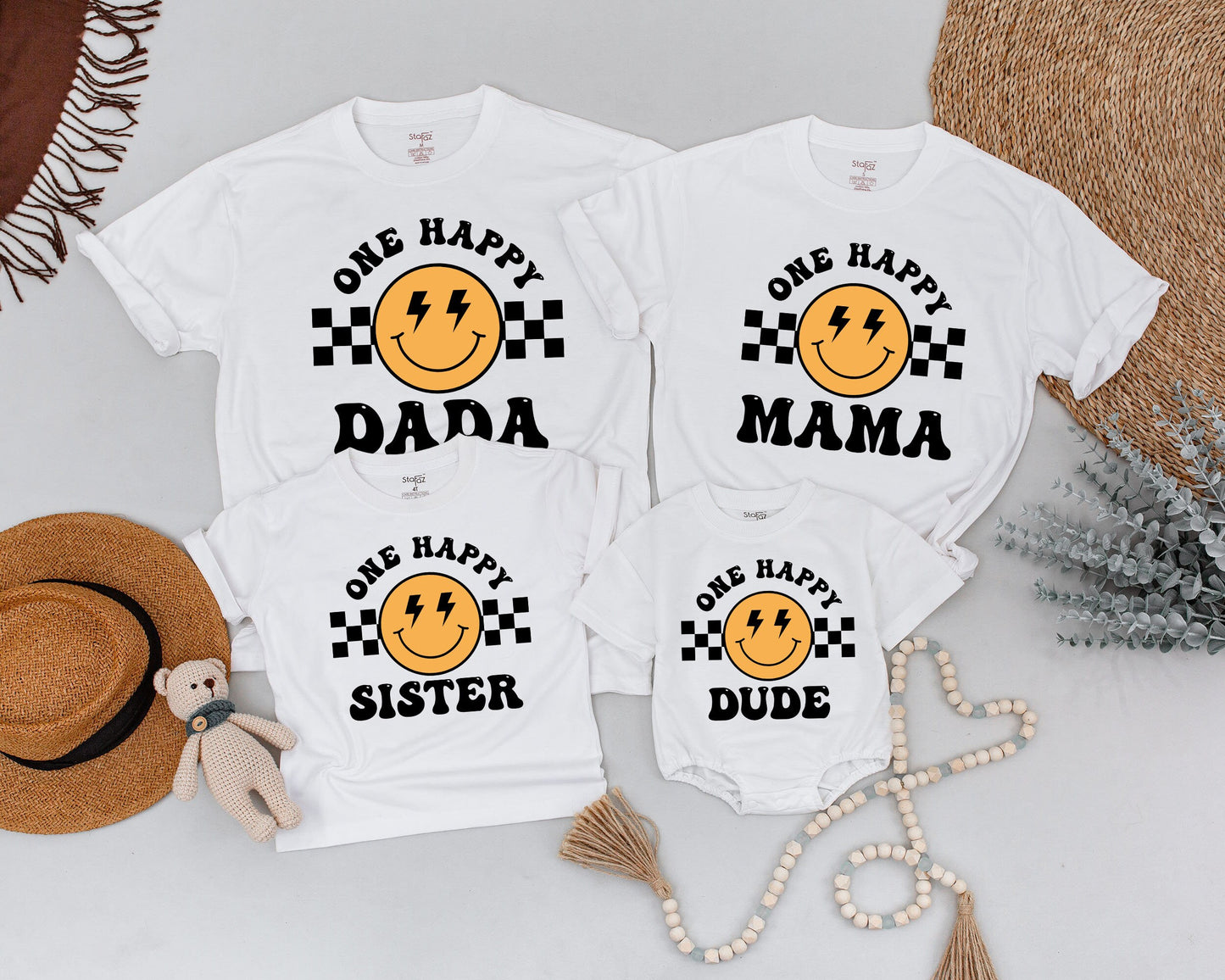 Matching One Happy Dude 1st Birthday Family Shirts Baby Boy Outfit, Dad & Mama Tee, Toddler Party Gift