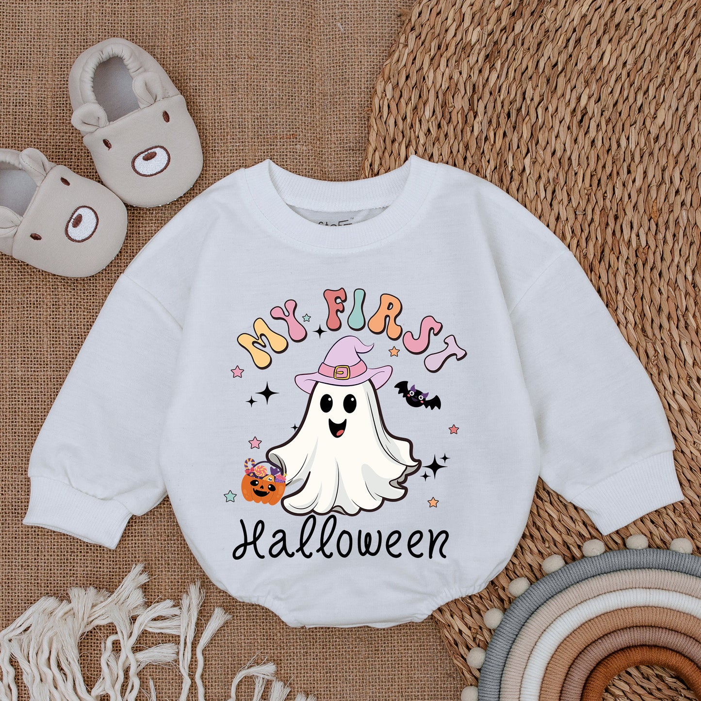 My First Halloween Baby Girl Bodysuit Cute Ghost Pumpkin Witch Hat Romper Infant Spooky Season Outfit