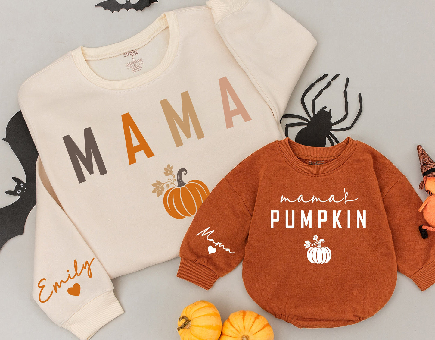 Mama and Mamas Pumpkin Patch Matching Fall Sweatsuit Mommy and Me Cozy Autumn Outfits Kids Thanksgiving Gift
