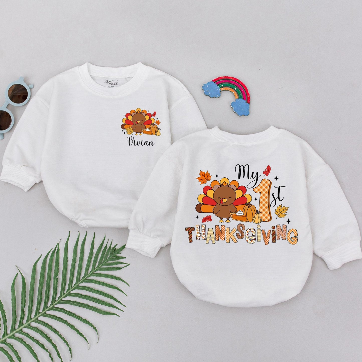 My 1st Thanksgiving Baby Romper: Little Turkey Fall Outfit, Festive & Cheerful Design, Comfortable Cotton for Baby's First Turkey Day!