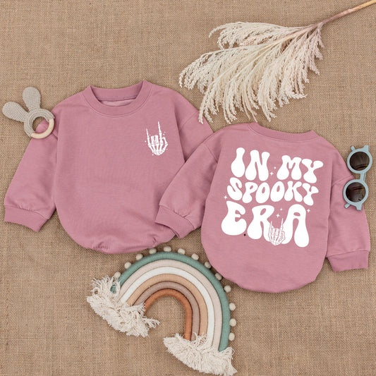 In My Spooky Era Baby Romper with Skeleton Hand Rock On Halloween Outfit Cute Bubble Bodysuit Toddler Girl Boy Shower Gift