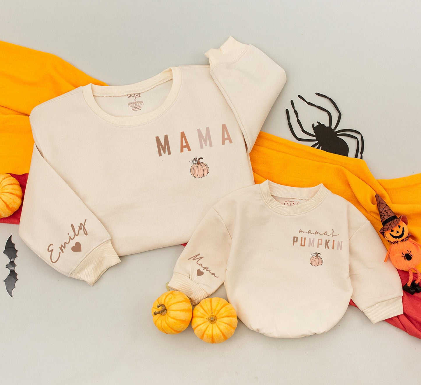 Mama and Mamas Pumpkin Mommy and Me Fall Matching Sweatshirts Cozy Autumn Baby Toddler Outfits
