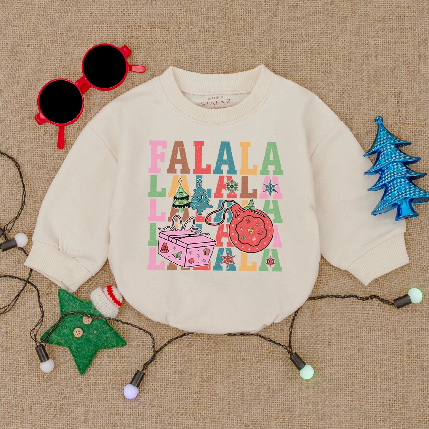 Retro Xmas Baby Bodysuit Romper, Santa Christmas Infant Outfit Gift