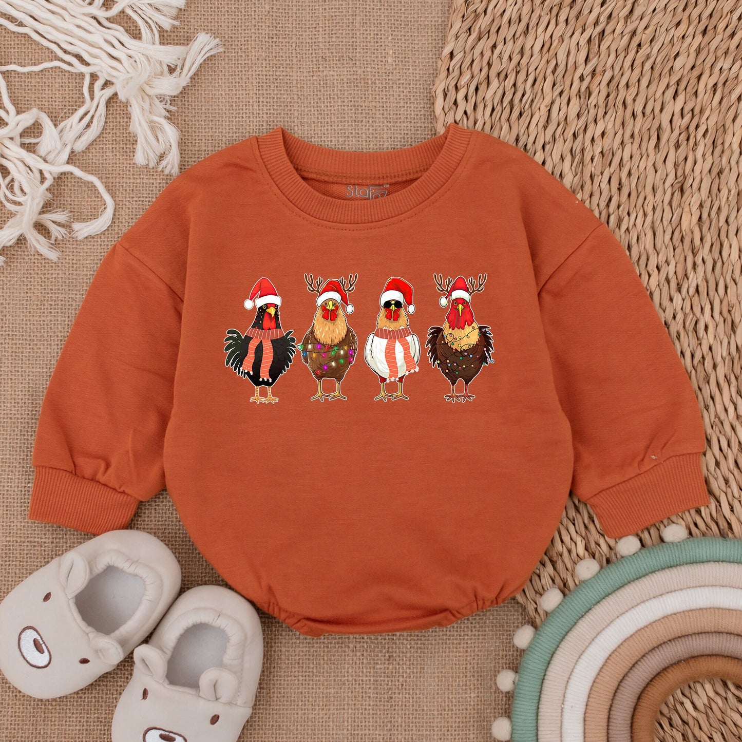 First Christmas Chickens Baby Romper - Cozy Holiday Bodysuit Gift