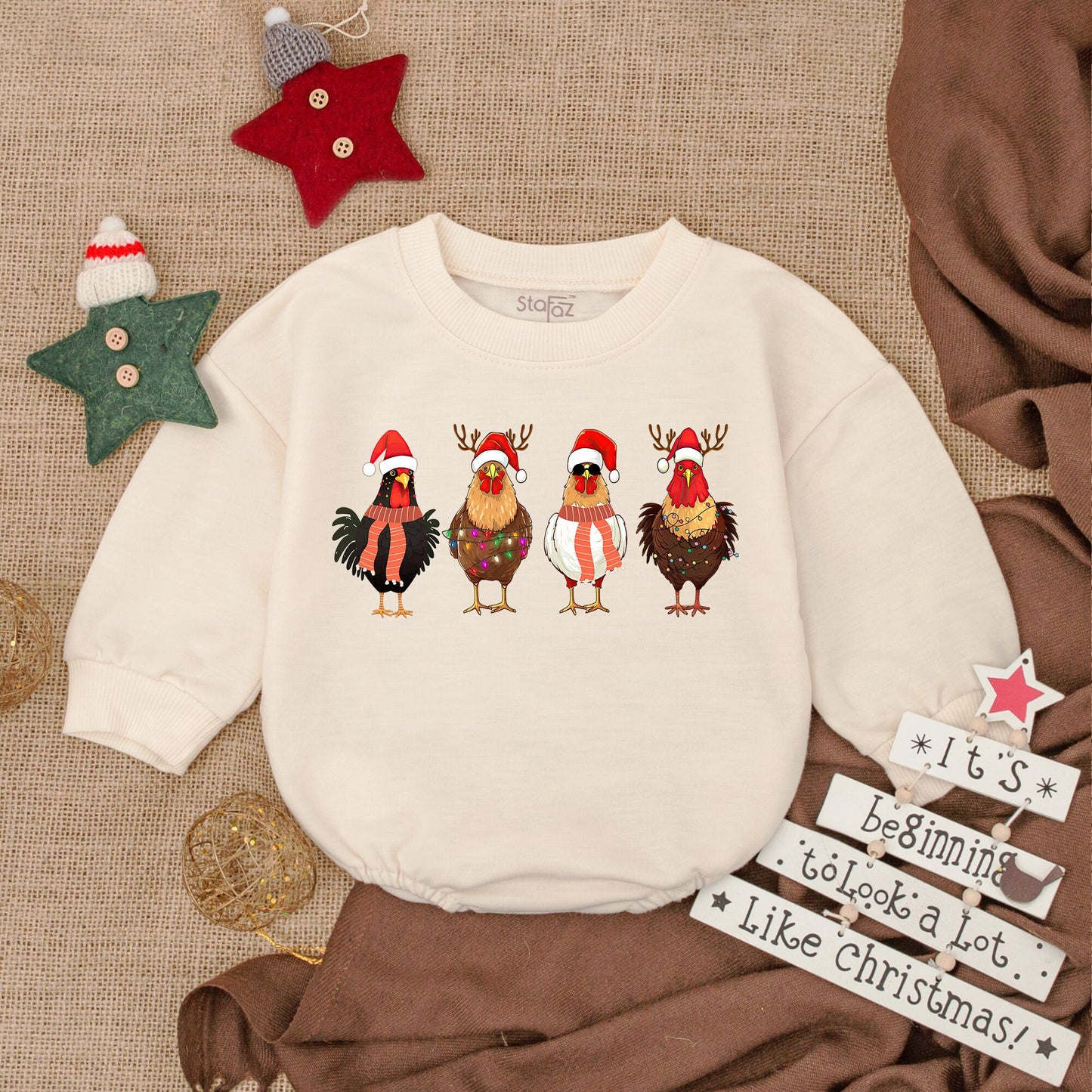 First Christmas Chickens Baby Romper - Cozy Holiday Bodysuit Gift