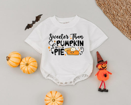 Sweeter Than Pumpkin Pie Romper Cute Retro Halloween Baby Gift Infant Clothes My First Halloween Outfit Baby Boy Girls Clothes Pumpkin Newborn