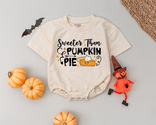 Sweeter Than Pumpkin Pie Romper Cute Retro Halloween Baby Gift Infant Clothes My First Halloween Outfit Baby Boy Girls Clothes Pumpkin Newborn