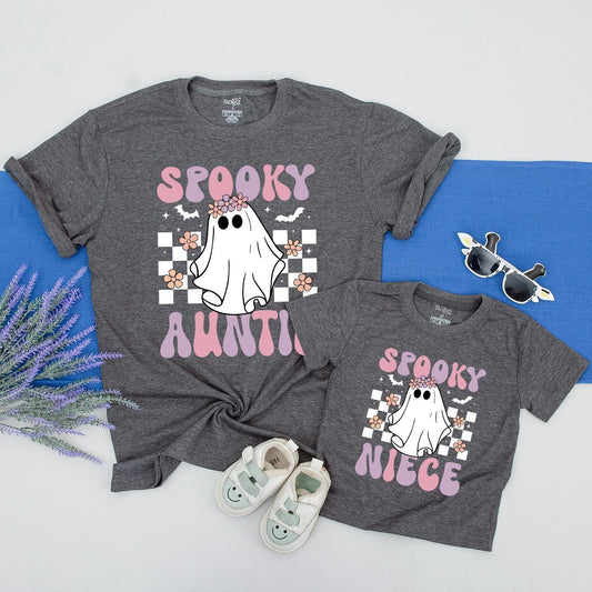 Aunt and Niece Halloween Shirts, Cute Spooky Matching Tees for Family