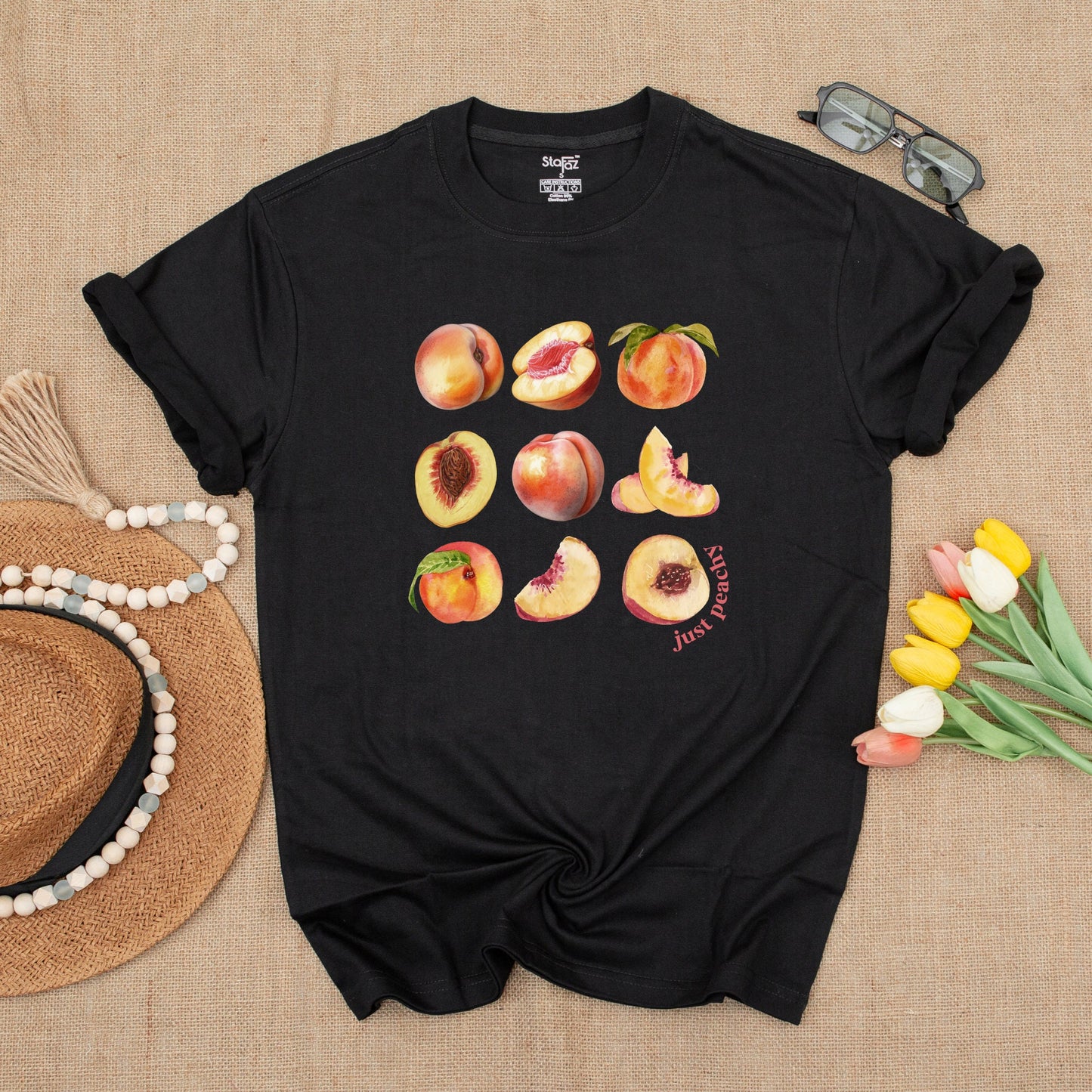 Peach Vintage Graphic T-Shirt, Y2K Boho Unisex Summer Tee