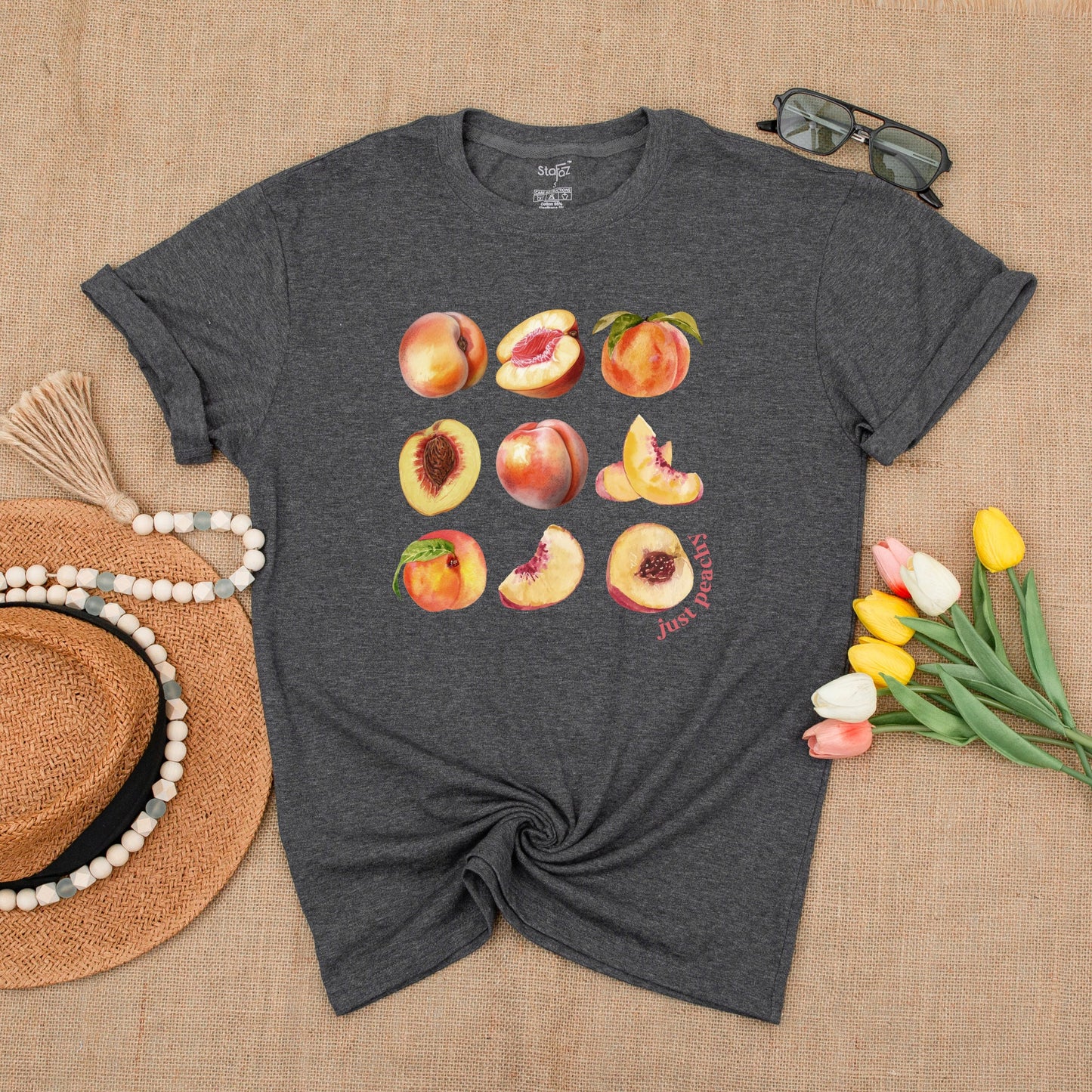 Peach Vintage Graphic T-Shirt, Y2K Boho Unisex Summer Tee