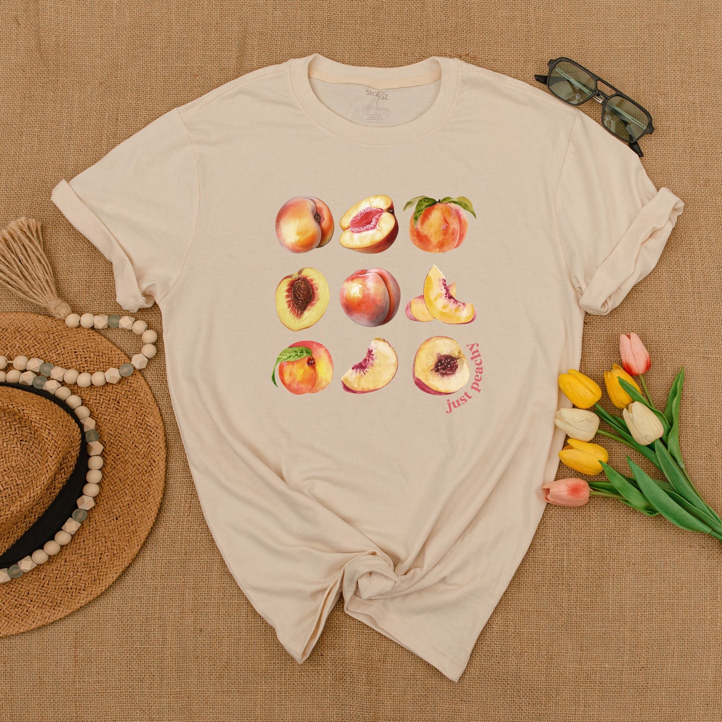 Peach Vintage Graphic T-Shirt, Y2K Boho Unisex Summer Tee