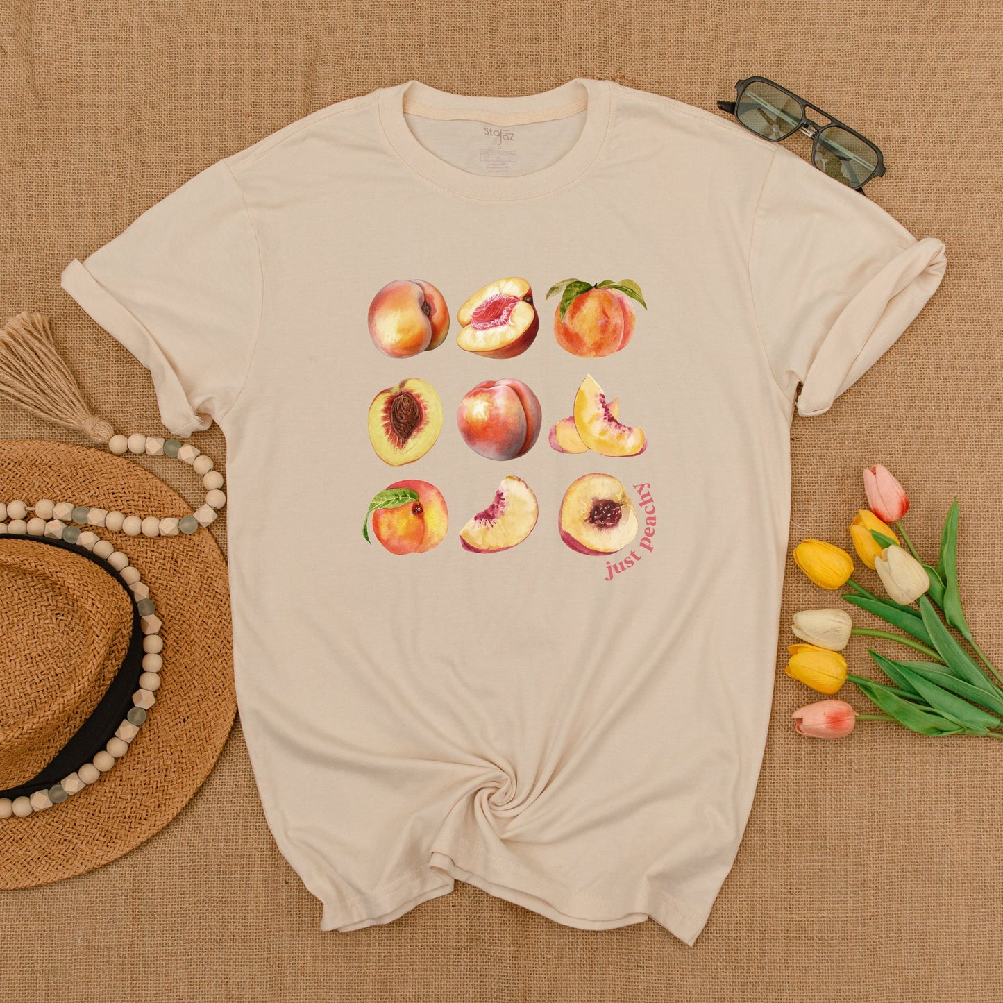Peach Vintage Graphic T-Shirt, Y2K Boho Unisex Summer Tee