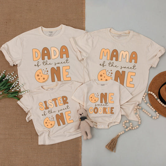 Sweet One Cookie Birthday Shirt Mama Dada Sister Family Matching Outfit Baby 1st Birthday Baby Bodysuit Mommy and Me Party Theme