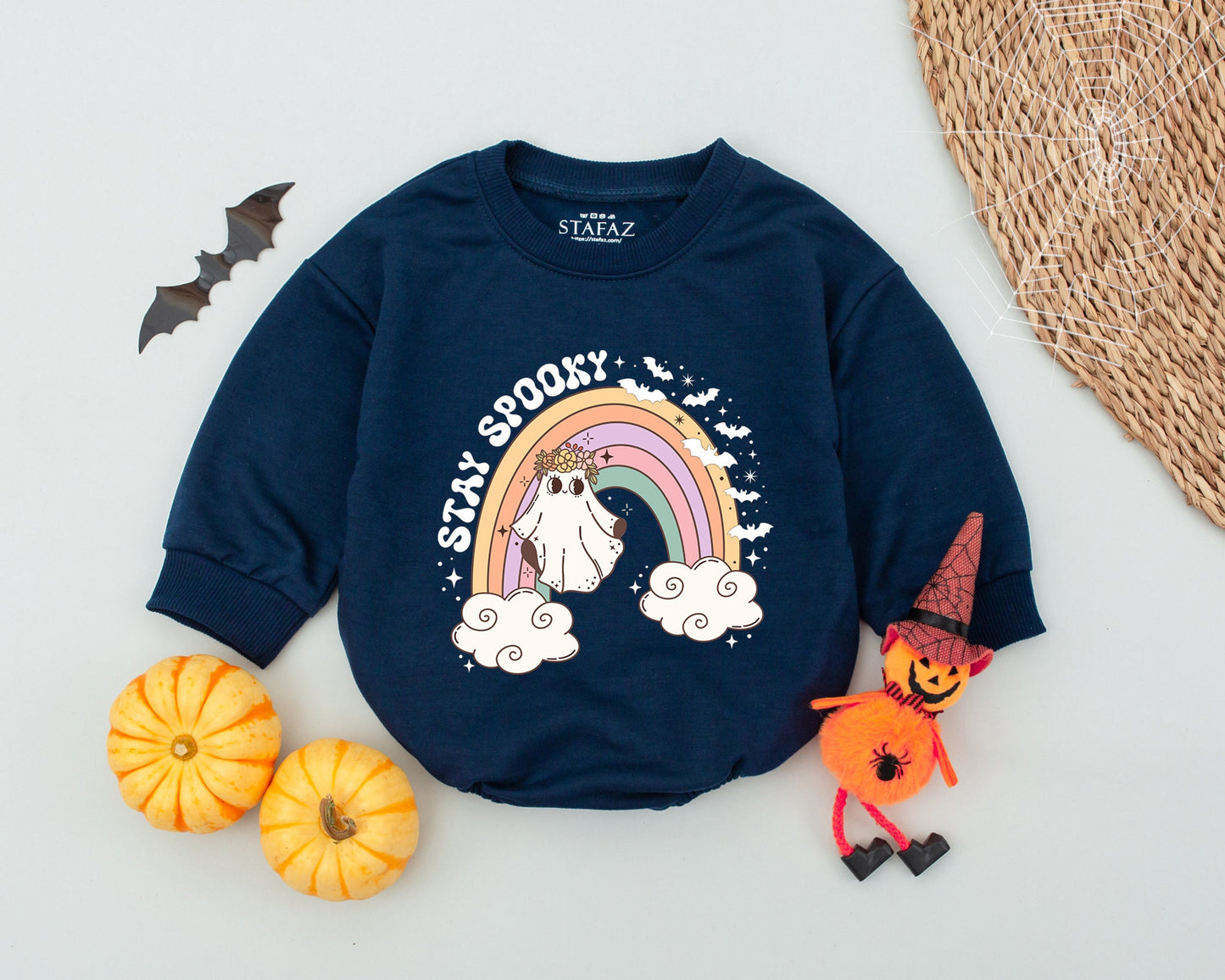 Retro Ghost Baby Romper - Groovy Halloween Outfit & Gift