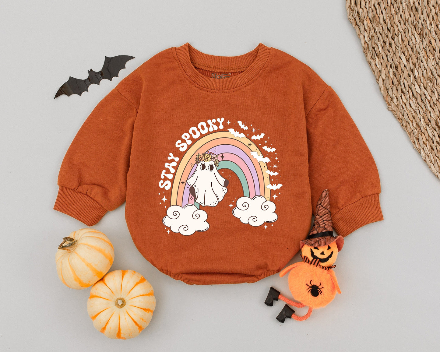 Retro Ghost Baby Romper - Groovy Halloween Outfit & Gift