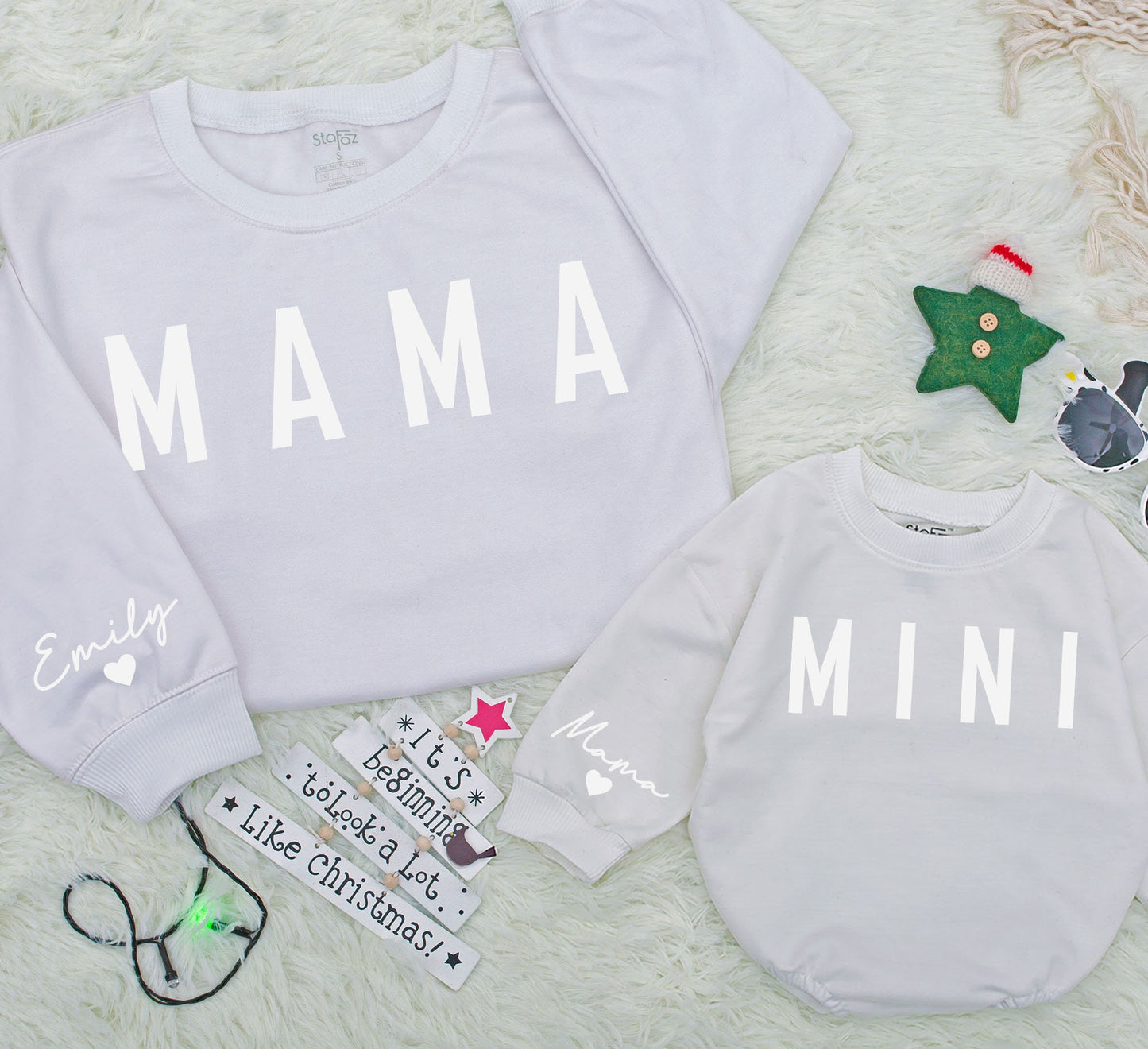 Mama and Mini Matching Sweatshirt Set: "MAMA" & "MINI" Print Mother Daughter Outfits, Girl Mom Gift, Cozy Toddler Sweaters, Winter Style, Casual